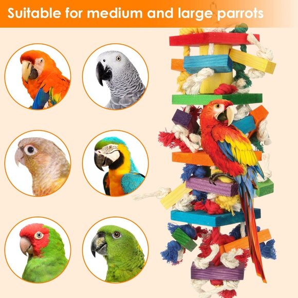 Macaw Toys, Extra Large Parrot Toys, Bird Toys for Parrots African Grey, Amazon - Picture 5 of 7